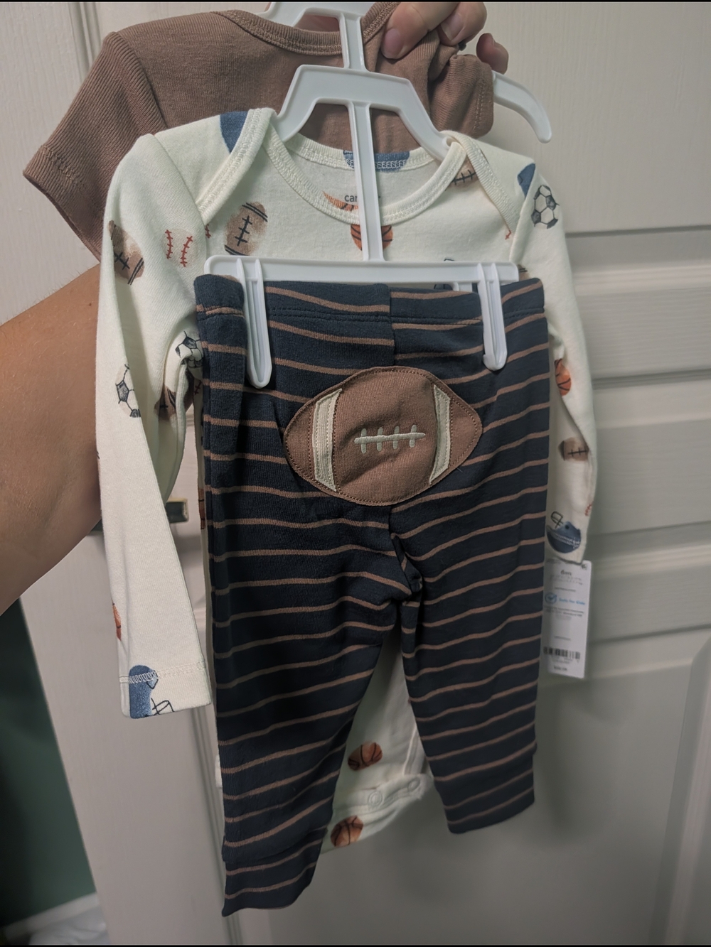 Carter's Navy & Brown Striped Football Patch Leggings